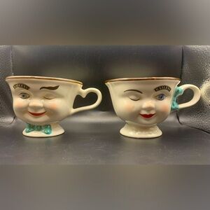BAILEY’S Irish Cream HIS HERS Winking Face YUM Vintage Cups/Mugs Ltd Ed 1990’s